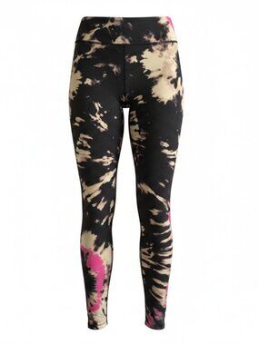 Noli Yoga High Rise Performance Tie Dye Leggings Pink Black Cream Size M